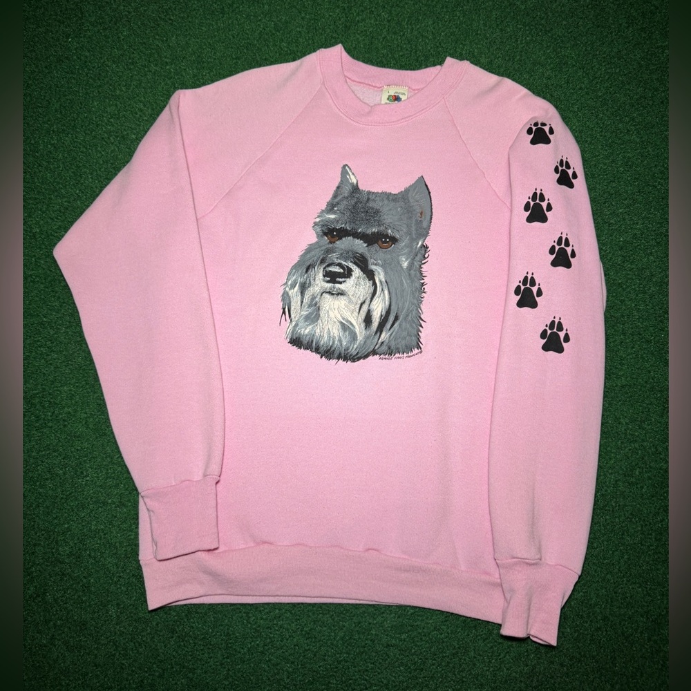 Schnauzer Vintage Sweatshirt Famous Fidos Funwear Womens Lrg Pink Dog Crewneck